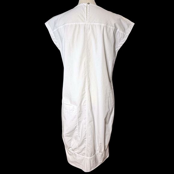 Nicobar Womens White Cotton Casual Midi Dress Small Apron Lagen Relaxed Utility - Picture 4 of 16